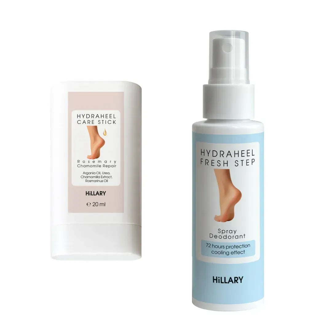 Set pentru regenerarea călcâielor și prospețimea picioarelor cu rozmarin și mușețel Hillary Heel Repair & Foot Freshness cu Rosemary & Chamomile