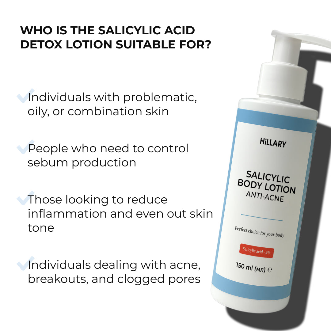 Loțiune detoxifiantă pentru ten problematic cu acid salicilic Hillary Anti-Acne Salicylic Body Lotion, 150 ml