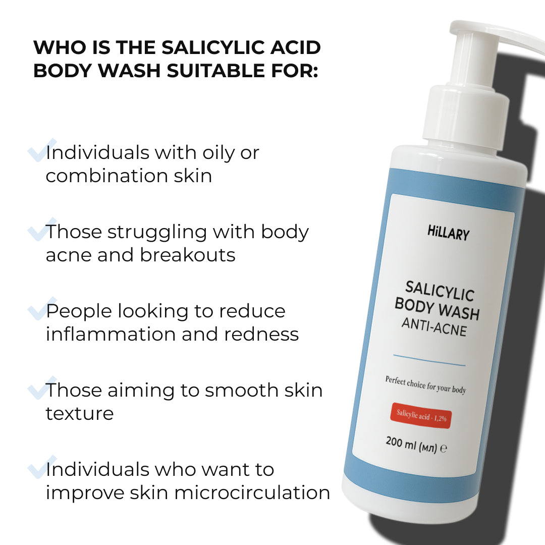 Gel de curățare pentru corp cu acid salicilic Hillary Anti-Acne Salicylic Body Wash, 200 ml